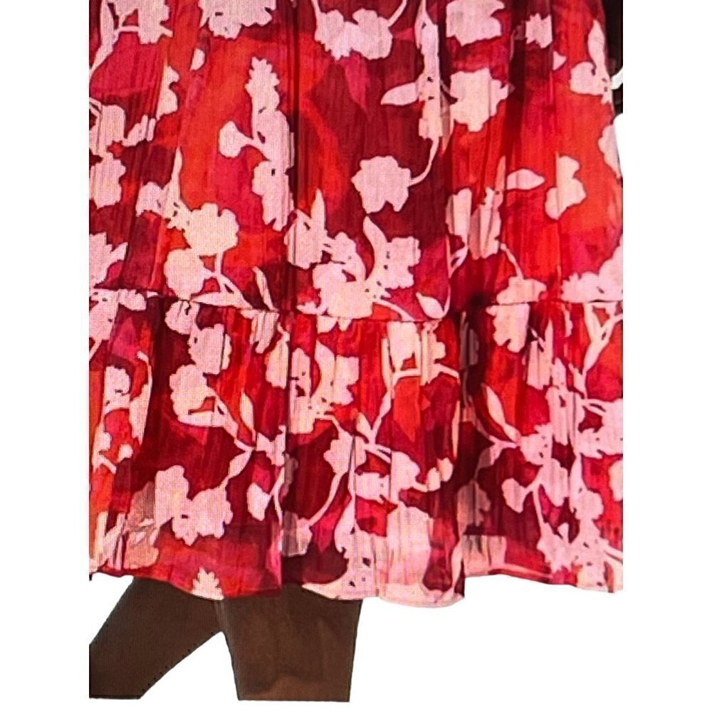 Torrid Midi Cotton Clip Dot Lace Up Short Sleeve Smocked Red Dress, 2, 2X, 18/20 - Picture 4 of 9
